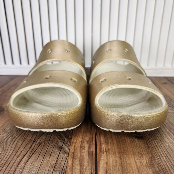 Crocs Classic v2 Slide Sandals Mens Size 9 Metallic Gold Slip On Comfort Casual main image 6